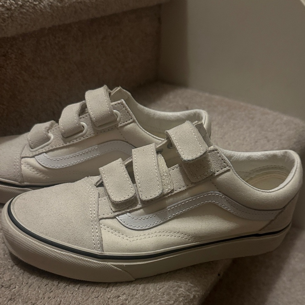 Cream Velcro Vans